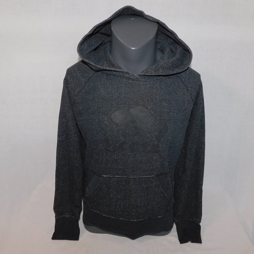 Roots Canada Black Pepper Marled Kanga Pullover Hoodie Beaver Womens M